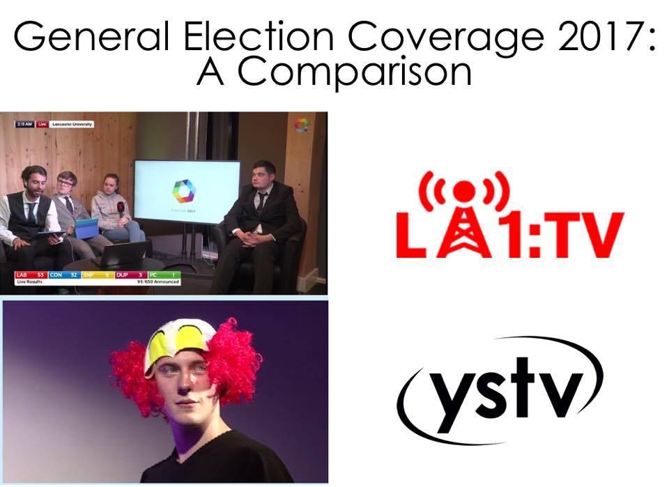 An example of the tonal differences between YSTV's and LA1's election coverage on the night