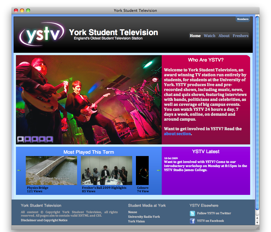 YSTV Website October 2009.png